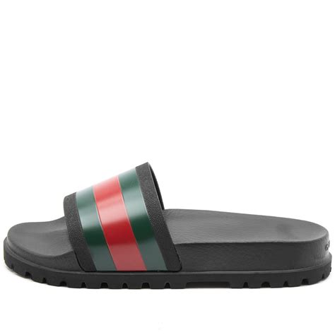 gucci pursuit trek slides black multi rubber mens|Gucci Men's Pursuit Trek Web Slide Sandals.